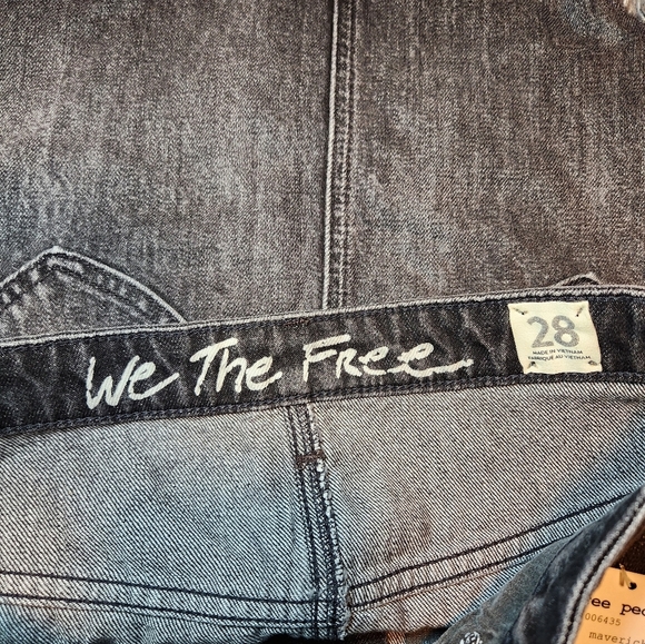 Free People Maverick 5 Pocket Raw Fringe Hem Demin Skirt Size 28 Country Western - Picture 5 of 7